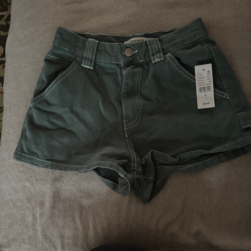 PacSun High Waist Dark Green Shorts